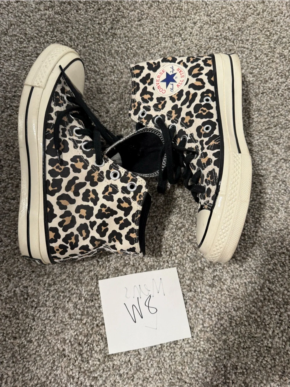 Converse Leopard Print High Top Sneakers - Black & Tan